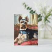 Yorkshire Terrier Portrait Elegant Postkarte (Stehend Vorderseite)