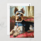 Yorkshire Terrier Portrait Elegant Postkarte (Vorne/Hinten)