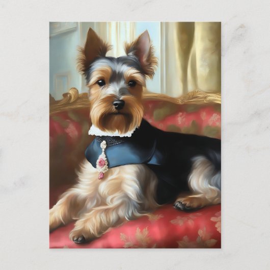 Yorkshire Terrier Portrait Elegant Postkarte (Vorderseite)