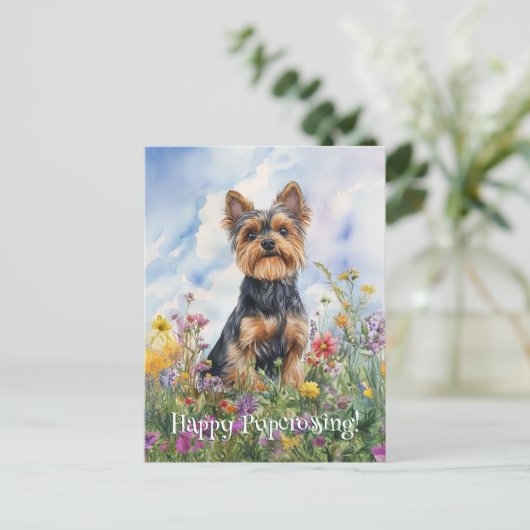 Yorkshire Terrier Postcross - Postcard Postkarte (Stehend Vorderseite)