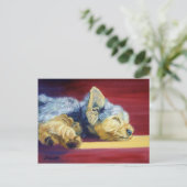 Yorkshire Terrier Postkarte (Stehend Vorderseite)