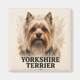 Yorkshire Terrier Premium-Hundeporträt-Kunstwerk Magnet