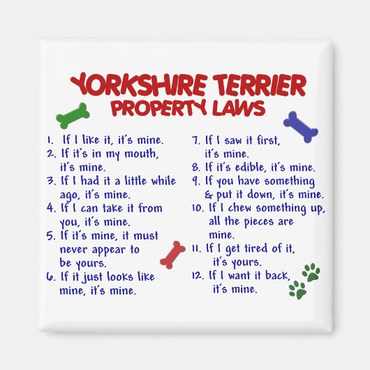 YORKSHIRE TERRIER Property Laws 2 Yorkie Magnet (Vorne)