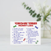 YORKSHIRE TERRIER Property Laws 2 Yorkie Postkarte (Stehend Vorderseite)