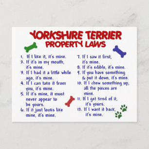 YORKSHIRE TERRIER Property Laws 2 Yorkie Postkarte