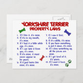 YORKSHIRE TERRIER Property Laws 2 Yorkie Postkarte (Vorne/Hinten)