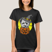Yorkshire Terrier Pumpkin T-Shirt Beängstigend Hal (Vorderseite)