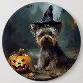 Yorkshire Terrier Pumpkins Halloween Beängstigend Button (Vorderseite)