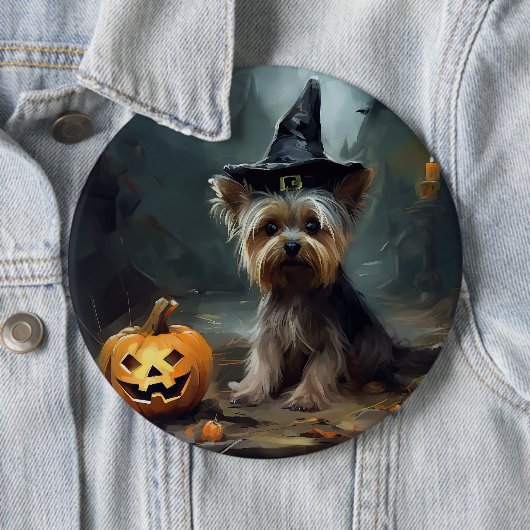 Yorkshire Terrier Pumpkins Halloween Beängstigend Button (Beispiel)