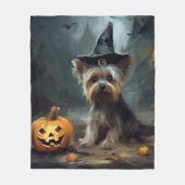 Yorkshire Terrier Pumpkins Halloween Beängstigend Fleecedecke (Vorderseite)