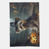 Yorkshire Terrier Pumpkins Halloween Beängstigend Geschirrtuch (Vertikal)