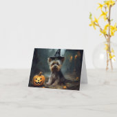 Yorkshire Terrier Pumpkins Halloween Beängstigend Karte (Gelbe Blume)