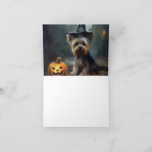 Yorkshire Terrier Pumpkins Halloween Beängstigend Karte (Innenseite)