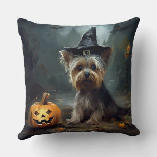 Yorkshire Terrier Pumpkins Halloween Beängstigend Kissen