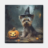 Yorkshire Terrier Pumpkins Halloween Beängstigend Magnet (Vorne)