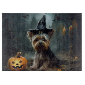 Yorkshire Terrier Pumpkins Halloween Beängstigend Schneidebrett (Vorderseite)