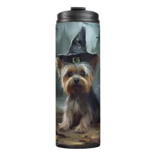 Yorkshire Terrier Pumpkins Halloween Beängstigend Thermosbecher
