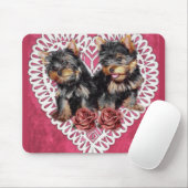 Yorkshire Terrier Puppies Valentines Mousepad (Mit Mouse)