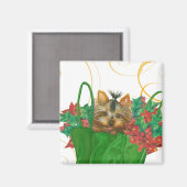 Yorkshire Terrier Puppy Christmas Gruß Magnet (Vorderseite/Rückseite)
