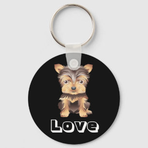 Yorkshire Terrier Puppy Dodge Black Key Chain Schlüsselanhänger