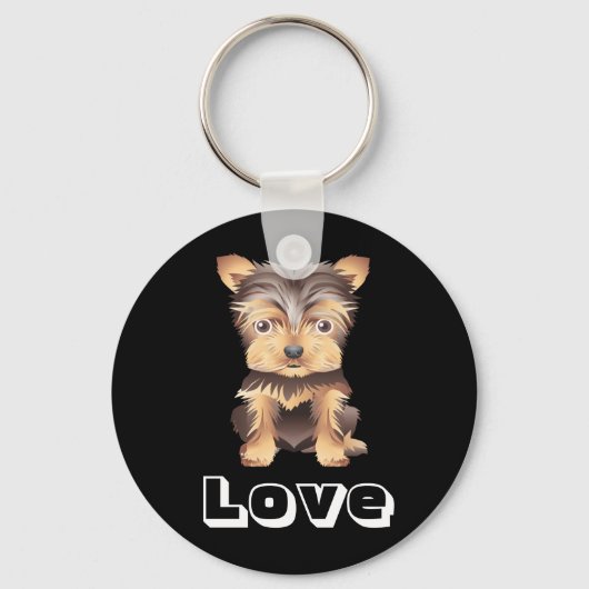 Yorkshire Terrier Puppy Dodge Black Key Chain Schlüsselanhänger (Vorderseite)