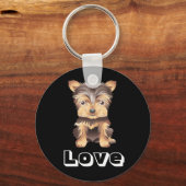 Yorkshire Terrier Puppy Dodge Black Key Chain Schlüsselanhänger (Vorderseite)