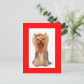 Yorkshire Terrier Puppy Dog Blank Red Postcard Postkarte (Stehend Vorderseite)