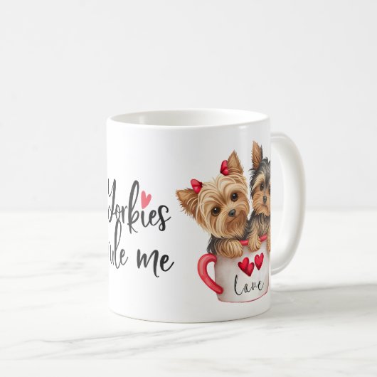 Yorkshire Terrier Puppy Dog Geschenk Valentines Yo Kaffeetasse (VorderseiteRechts)