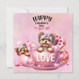 Yorkshire Terrier Puppy Dog zum Valentinstag Feiertagskarte