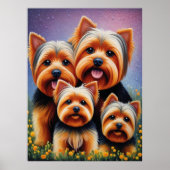 Yorkshire Terrier Puppy Family - farbiges Portrait Poster (Vorne)