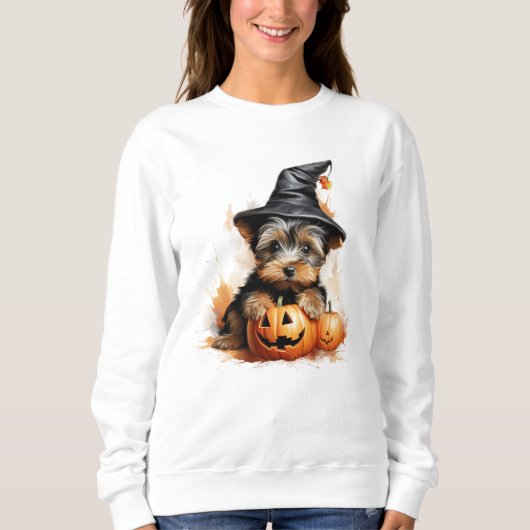 Yorkshire Terrier Puppy Halloween Sweatshirt (Vorderseite)