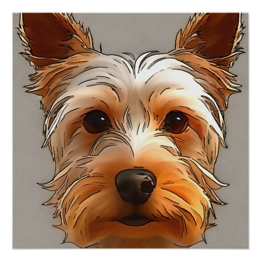 Yorkshire Terrier Puppy Head Portrait Poster (Vorderseite)