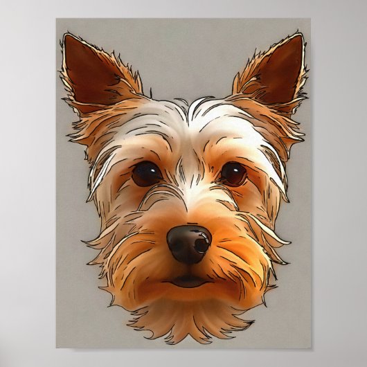 Yorkshire Terrier Puppy Head Portrait Poster (Vorne)