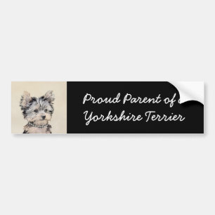 Yorkshire Terrier Puppy Painting Original Hundesch Autoaufkleber