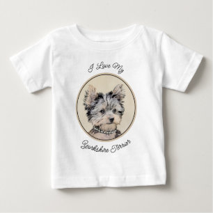 Yorkshire Terrier Puppy Painting Original Hundesch Baby T-shirt