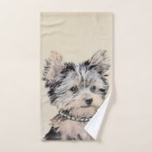 Yorkshire Terrier Puppy Painting Original Hundesch Badhandtuch Set (Handtuch)