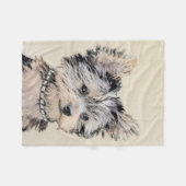 Yorkshire Terrier Puppy Painting Original Hundesch Fleecedecke (Vorderseite (Horizontal))