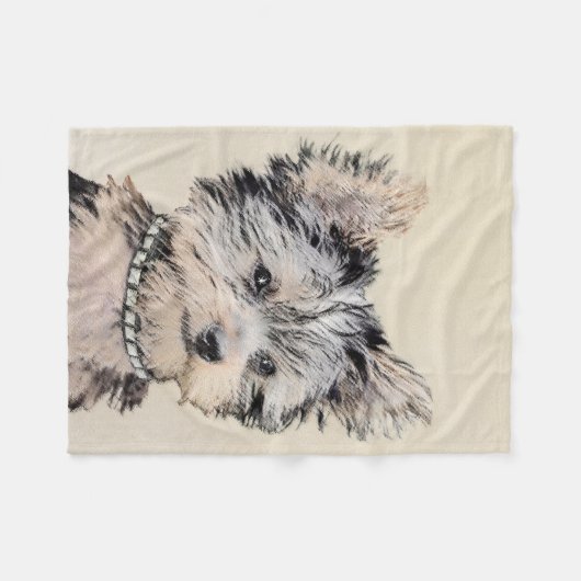 Yorkshire Terrier Puppy Painting Original Hundesch Fleecedecke (Vorderseite (Horizontal))