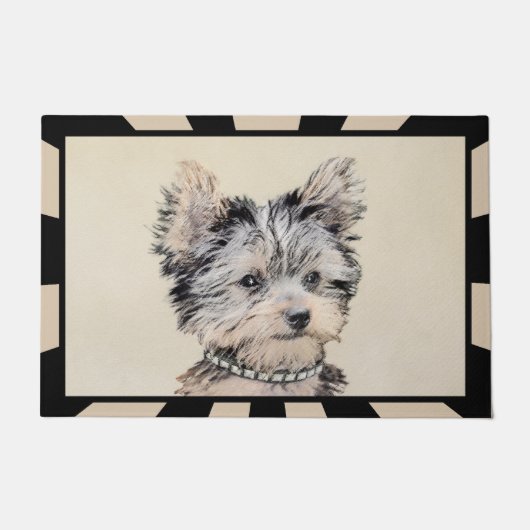 Yorkshire Terrier Puppy Painting Original Hundesch Fußmatte (Vorderseite)