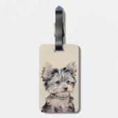 Yorkshire Terrier Puppy Painting Original Hundesch Gepäckanhänger (Rückseite vertikal)