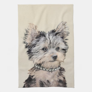 Yorkshire Terrier Puppy Painting Original Hundesch Geschirrtuch