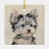 Yorkshire Terrier Puppy Painting Original Hundesch Keramikornament (Rückseite)