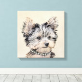 Yorkshire Terrier Puppy Painting Original Hundesch Leinwanddruck (Insitu (Holzboden))