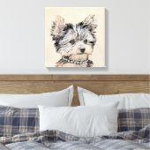 Yorkshire Terrier Puppy Painting Original Hundesch Leinwanddruck (Insitu (Schlafzimmer))