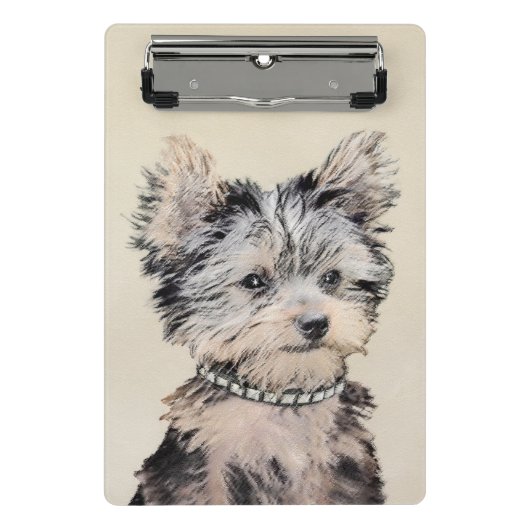 Yorkshire Terrier Puppy Painting Original Hundesch Mini Klemmbrett (Vorderseite)