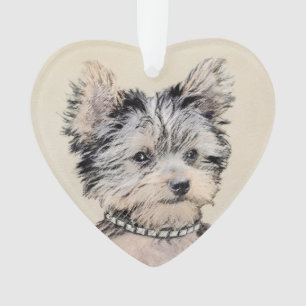 Yorkshire Terrier Puppy Painting Original Hundesch Ornament