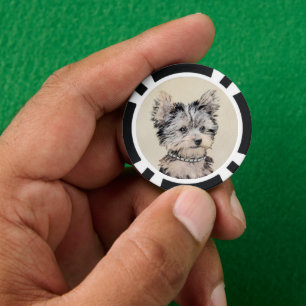 Yorkshire Terrier Puppy Painting Original Hundesch Pokerchips