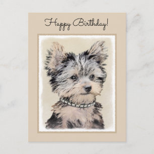 Yorkshire Terrier Puppy Painting Original Hundesch Postkarte
