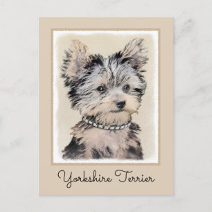 Yorkshire Terrier Puppy Painting Original Hundesch Postkarte