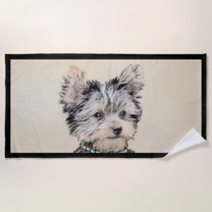 Yorkshire Terrier Puppy Painting Original Hundesch Strandtuch